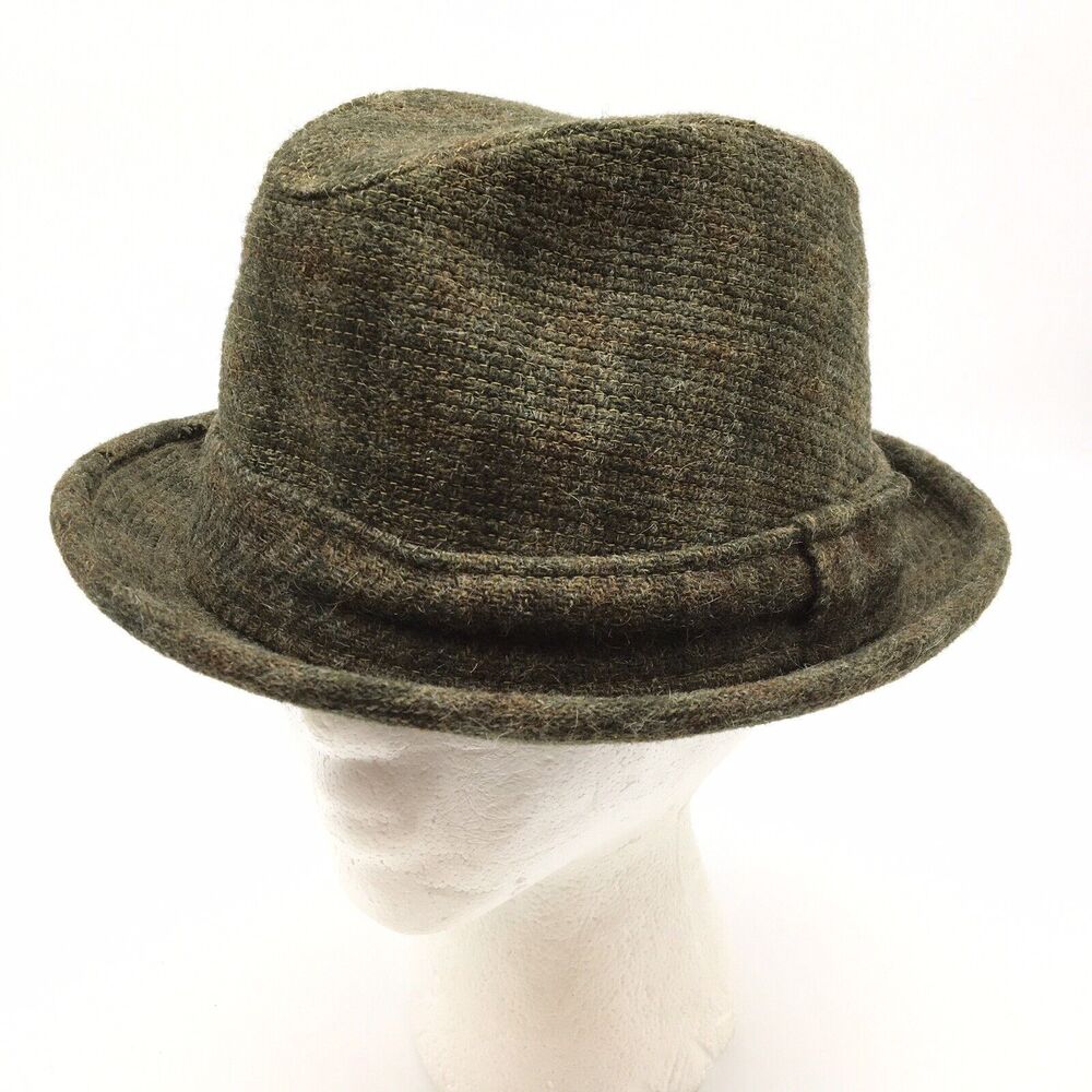 Vintage Fifth Avenue New York Flip It Wool Tweed Fedora Trilby Hat Brown Sz 7
